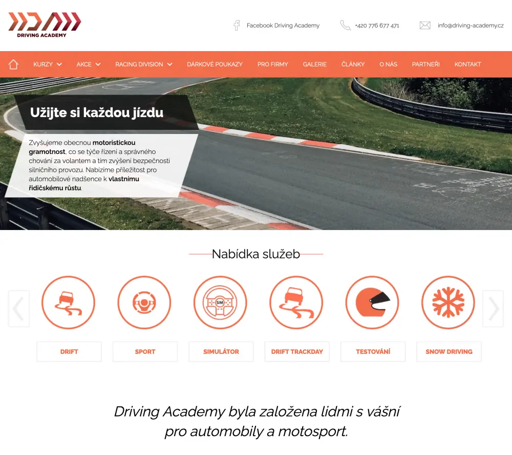 Realizace webu Driving Academy