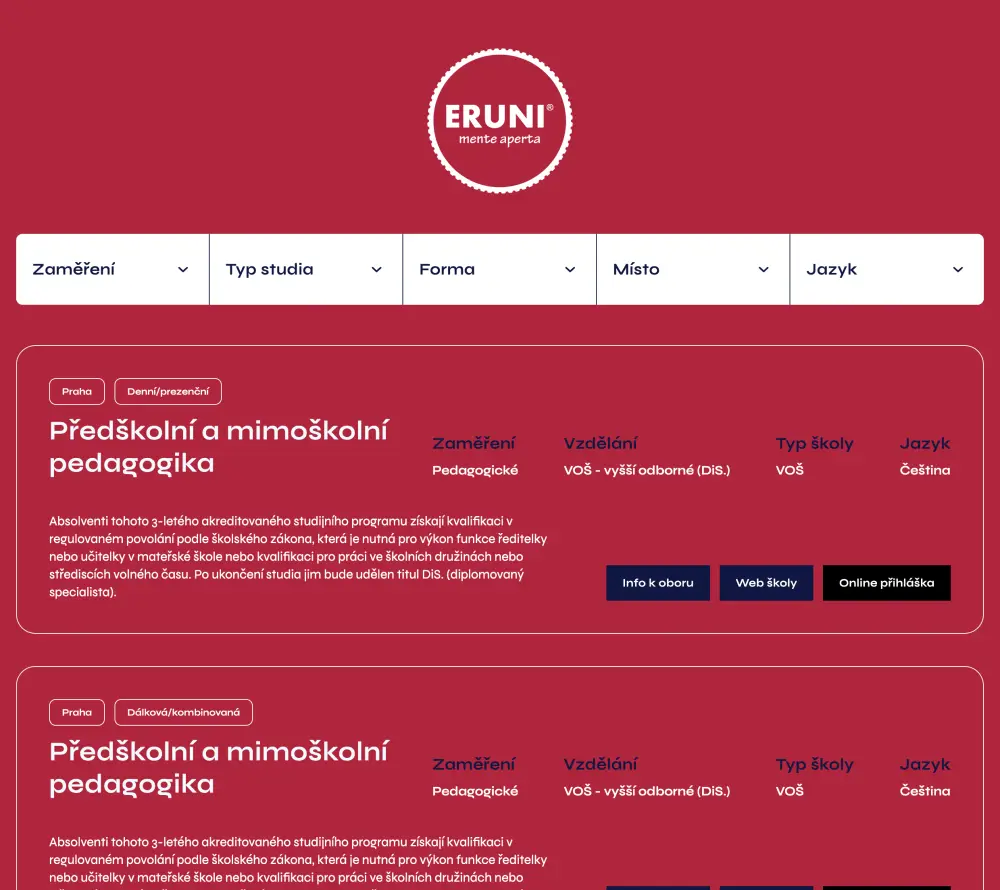 Realizace webu Fakulta.cz