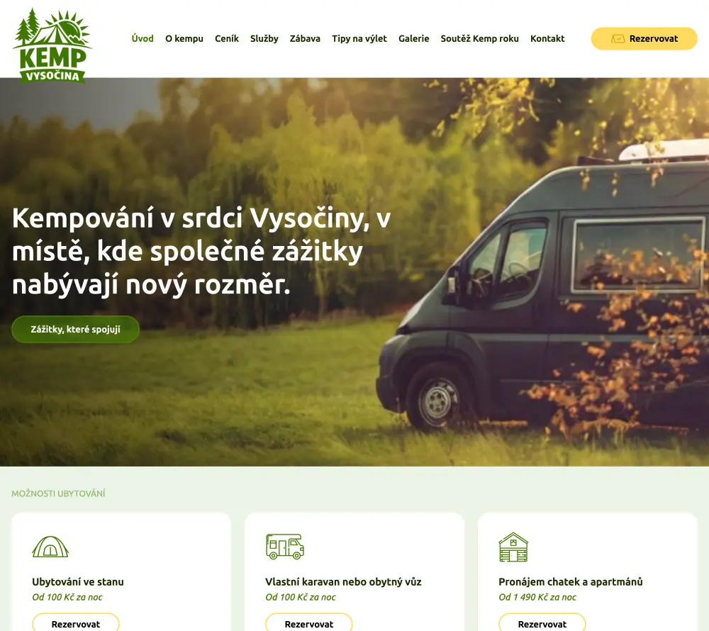 Realizace webu Kemp Vysočina