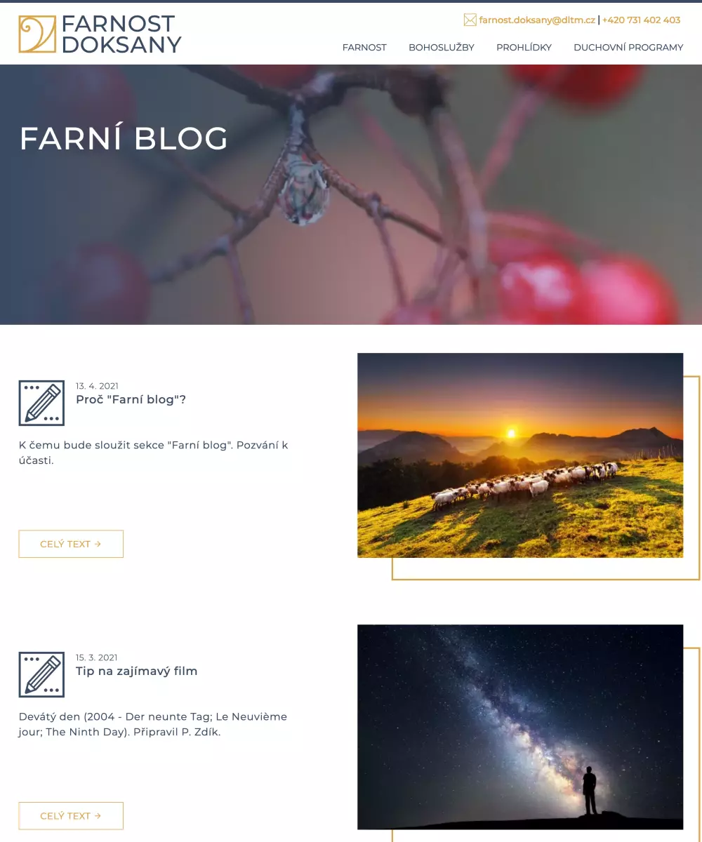 Realizace webu Farní blog
